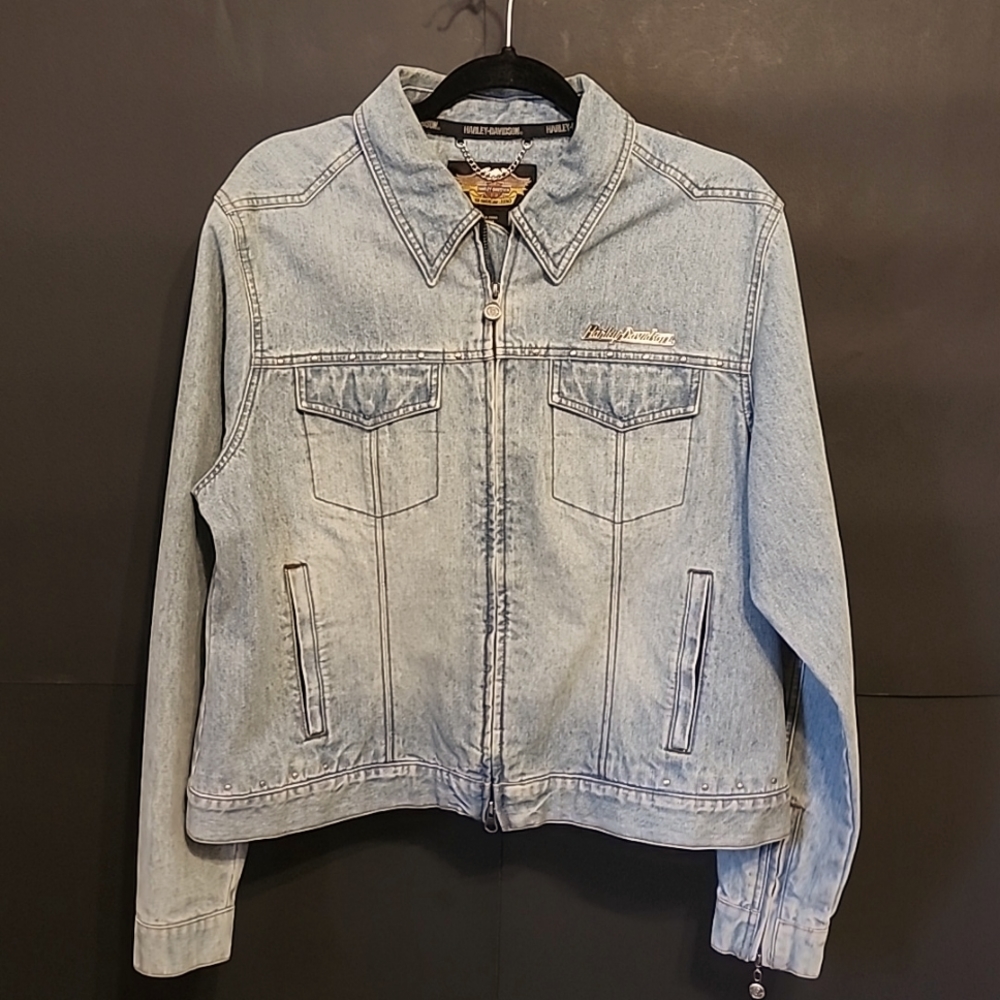 (221) Women's vintage Harley-Davidson denim jacket size large